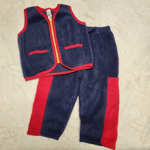 tks basics Other - Vintage TKS Basics Fleece Out Fit Joggers Vest 24 Months Color Block Vtg 90s Y2k